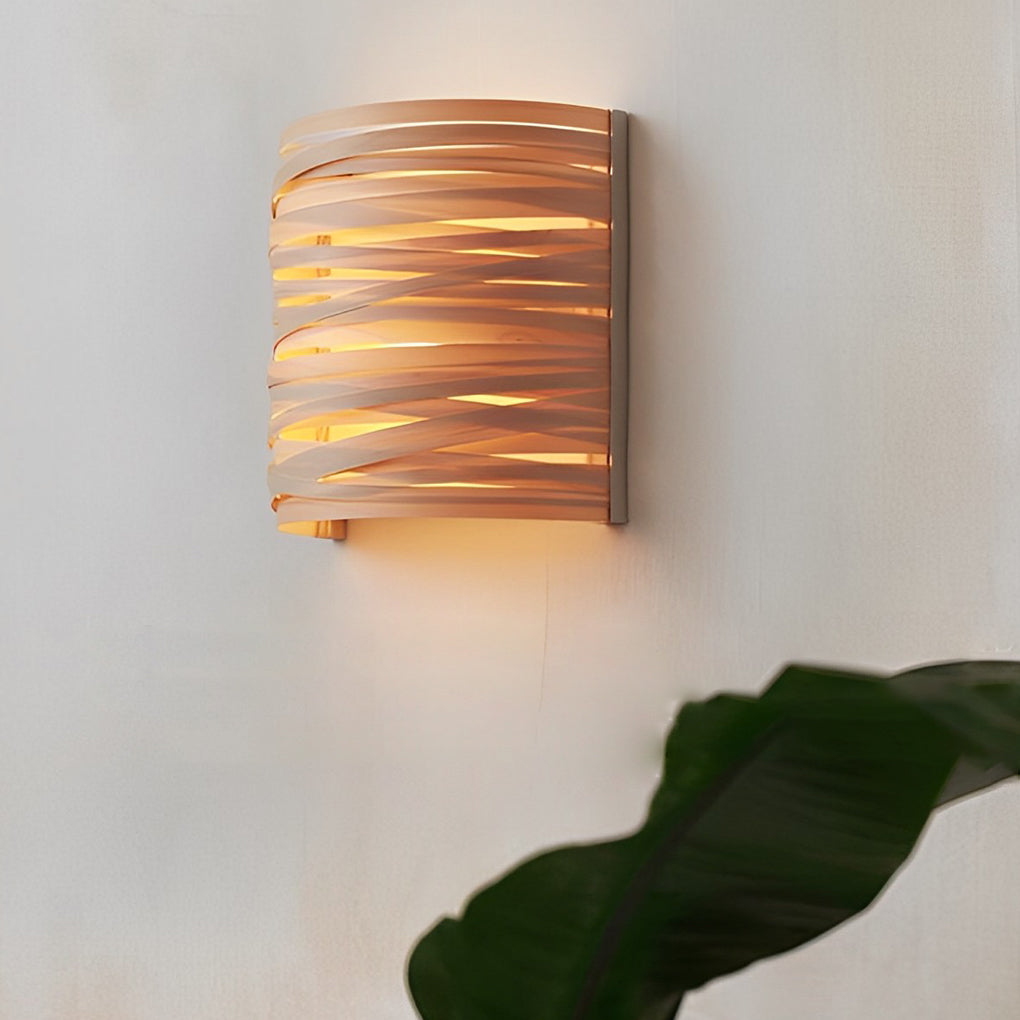 BRAMBLEWOOD SEMI-CYLINDRICAL NATURAL TIMBER WALL LANTERN