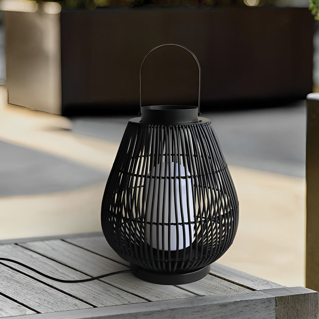 RAVENSDALE CHARCOAL IRON WOVEN E27 OUTDOOR PILLAR LANTERN