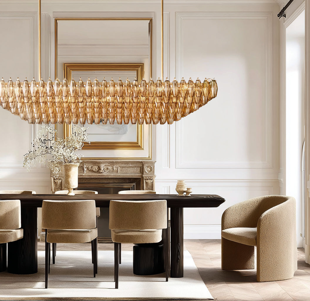 VALERIA SMOKED CRYSTAL MULTI-TIERED LIGHTING FIXTURE
