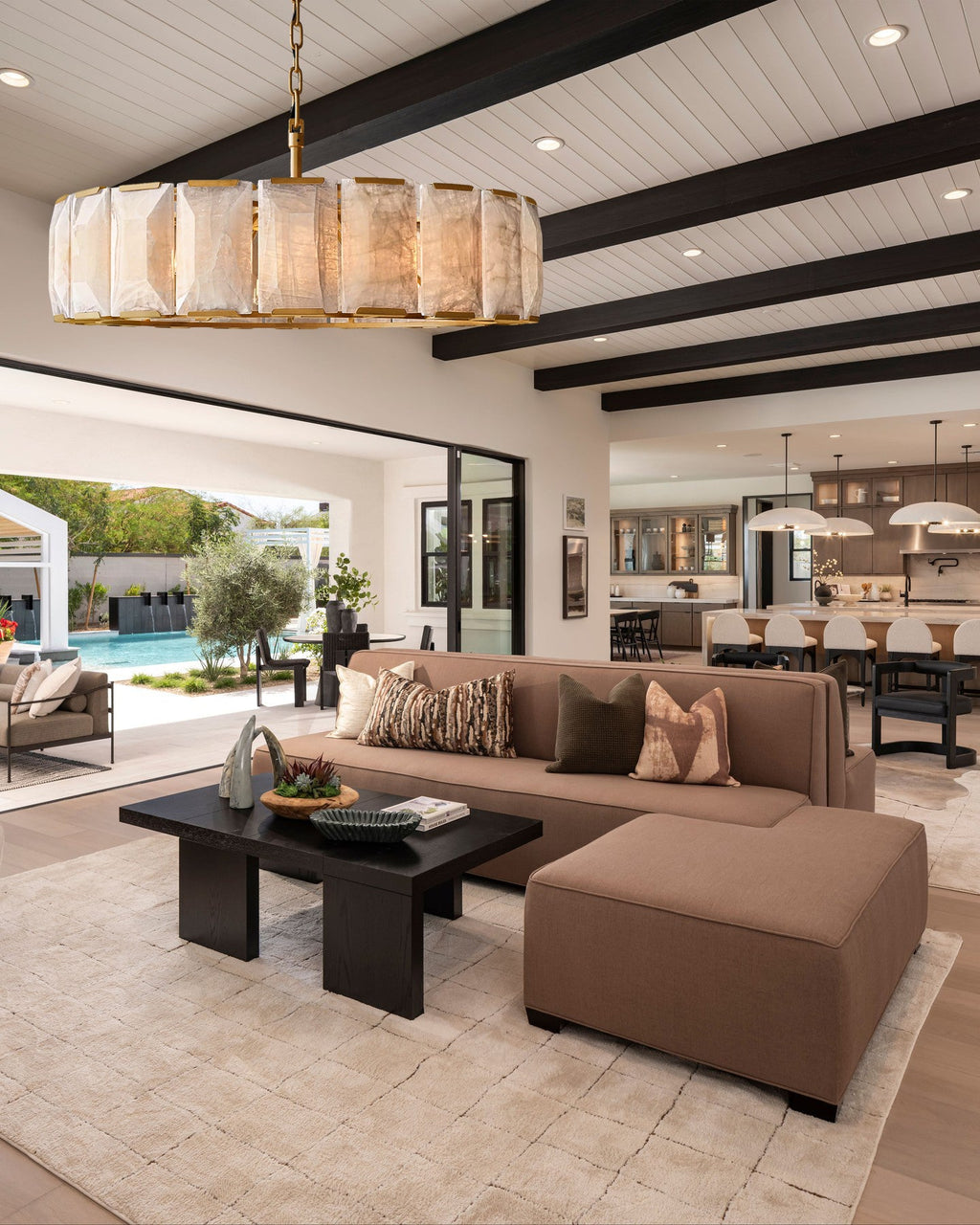 VALLONNE NATURAL STONE ROUND CEILING LUMINAIRE