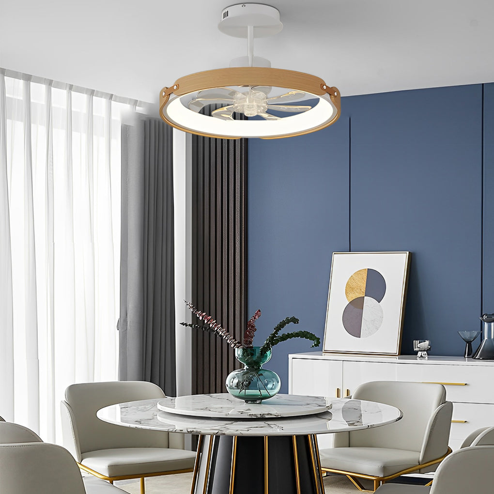 RIVERTON CIRCULAR WOODEN LED CEILING FAN WITH SMART DIMMING CONTROL