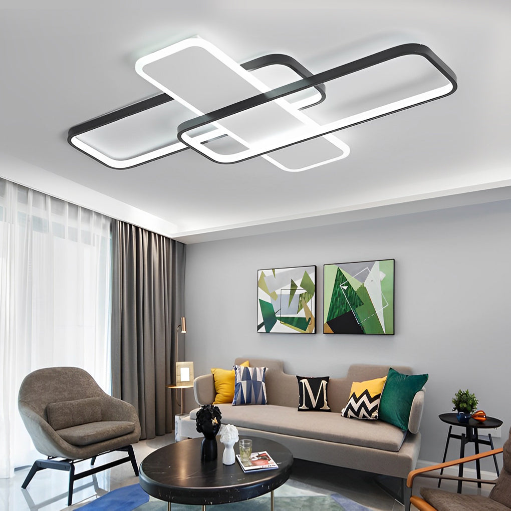 WINSLOW MODULAR LUMINAIRE WITH ADJUSTABLE BRIGHTNESS"  
2. "FENWICK QUADRA LAYERED LED CEILING CHANDELIER"  
3. "TAVISTOCK INTERLACED LIGHTING DESIGN WITH DIMMABLE FUNCTION"  
4. "MARCHWOOD SYMMETRICAL LED CEILING INSTALLATION"  
5. "PENROSE RADIANT SQUAR