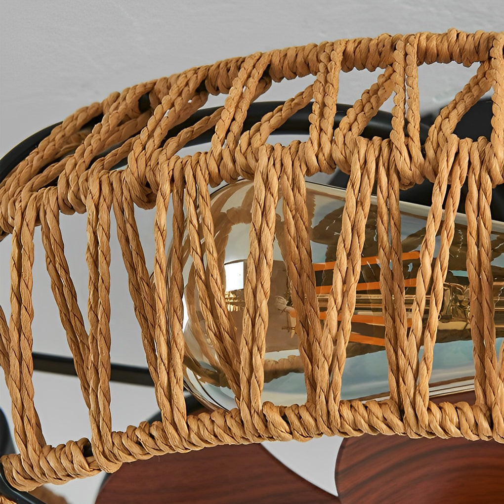 WINDSOR WOVEN RATTAN INDUSTRIAL CEILING LANTERN
