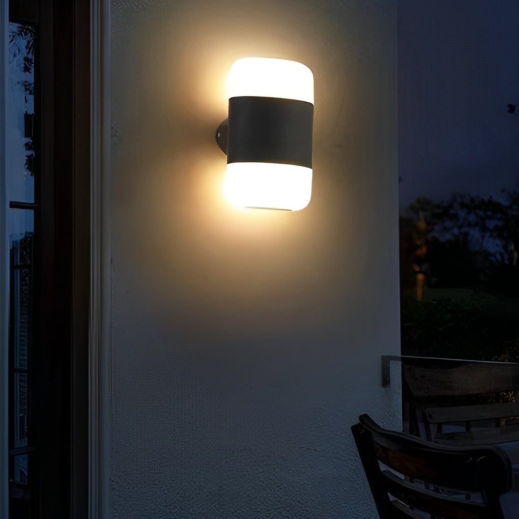 RAVENHURST CIRCULAR LED OUTDOOR LIGHTING, WATER-RESISTANT BLACK WALL FIXTURE