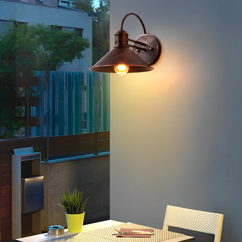 WINDSOR CONE IRON OUTDOOR WALL LIGHTING - VINTAGE INDUSTRIAL WATERPROOF DESIGN