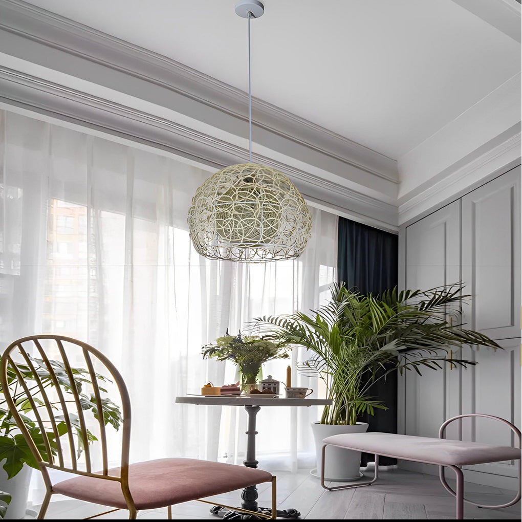 WHITLEY WOVEN RATTAN SPHERE PENDANT LIGHT