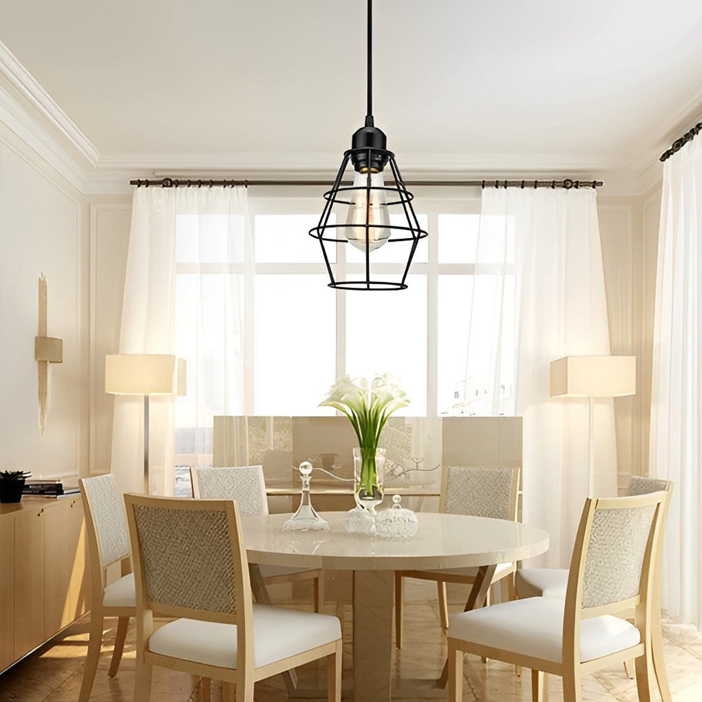 FENWICK INDUSTRIAL METAL CAGE CHANDELIER WITH SWITCH CONTROL