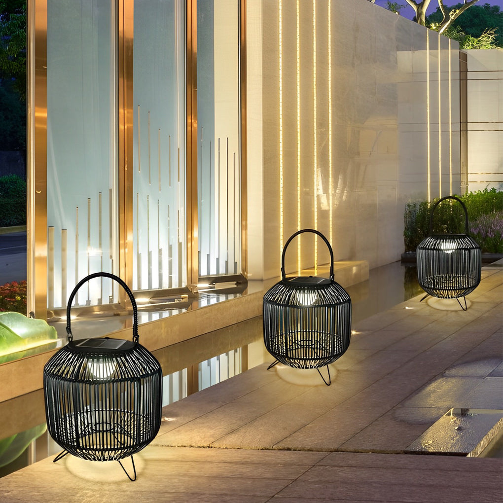 WINTHROP WOVEN SOLAR LANTERN WITH LED GLOW