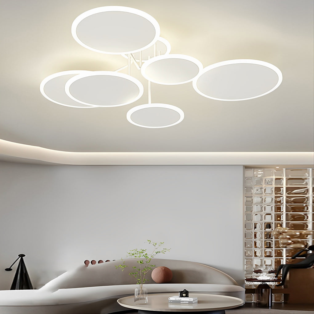 WINSLOW TRIO DIMMERED LED CIRCULAR CEILING LUMINAIRE"  
2. "LAVERTON THREE-TIERED LED ROUND LIGHTING FIXTURE"  
3. "HARTFIELD MATTE WHITE LED TRILOGY CEILING ILLUMINATOR"  
4. "CAVENDISH MODERNIST ROUND DIMMABLE CEILING LIGHT"  
5. "FENWICK TRIPLE ADJUSTA