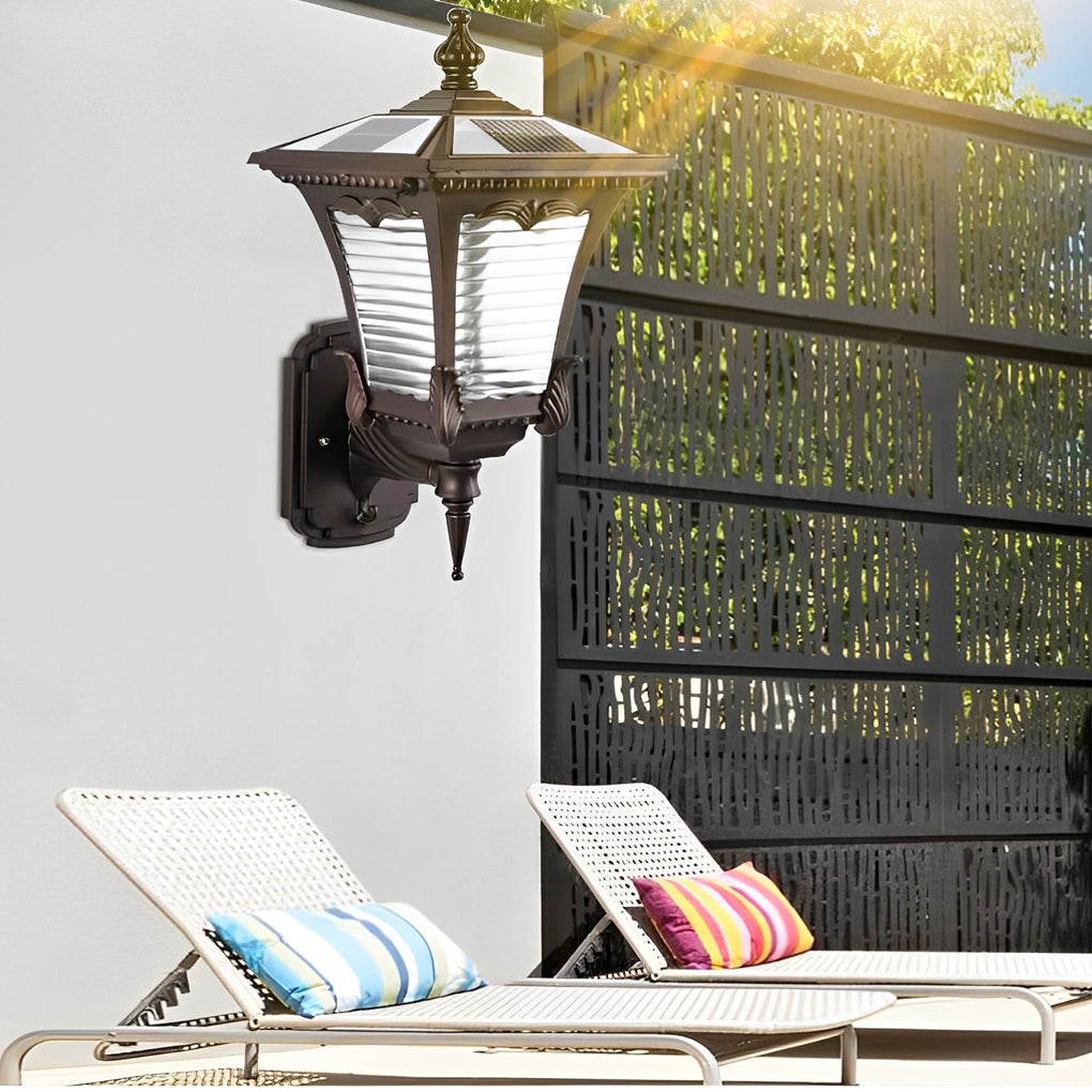 CHARLESTON STRIPED GLASS SOLAR WALL LANTERN