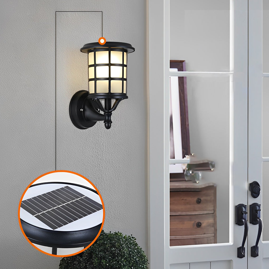 WINTHROP BLACK SOLAR WALL LANTERNS WITH TRIPLE DIMMING OPTIONS