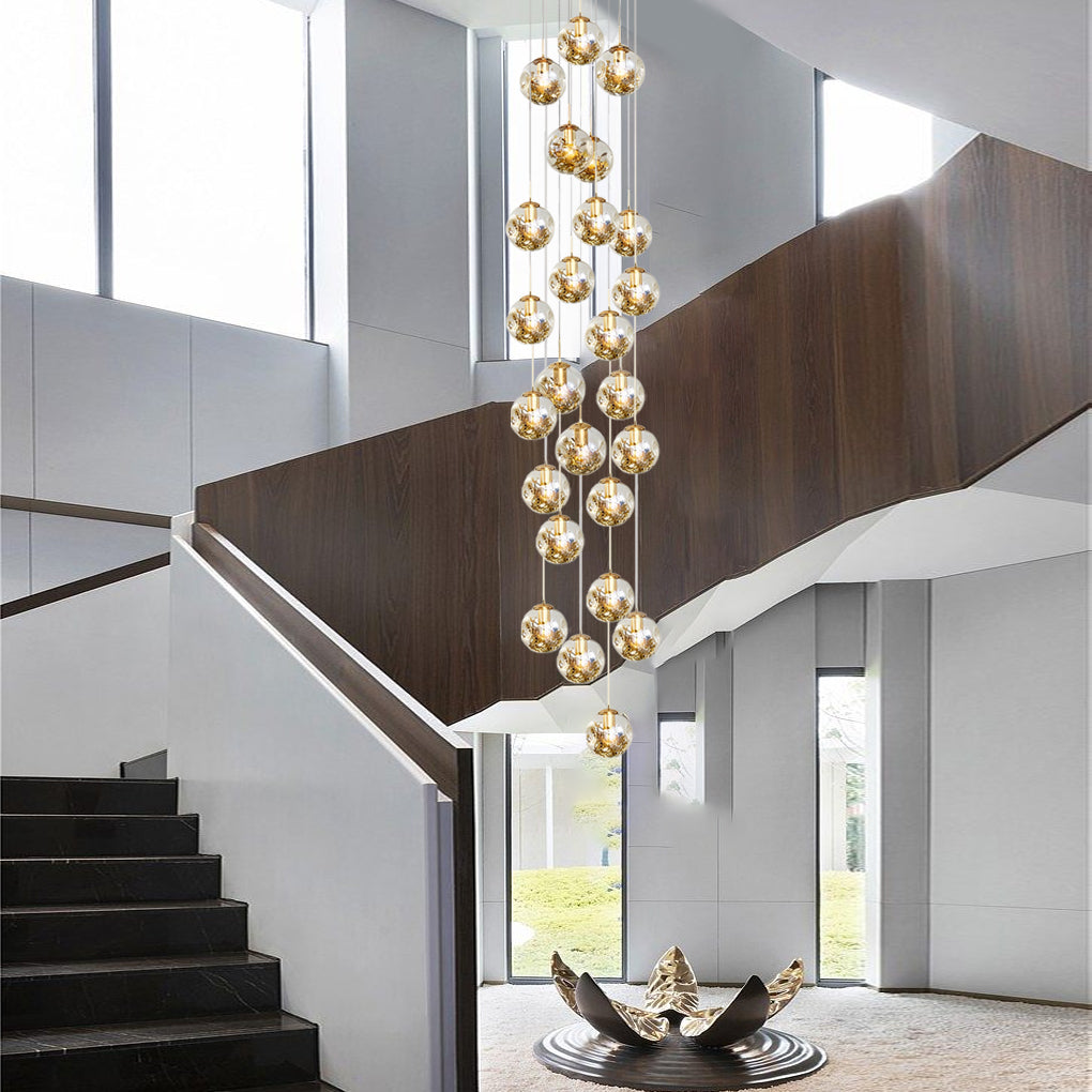 WINDSOR COGNAC CRYSTAL GLOBE ADJUSTABLE CHANDELIER