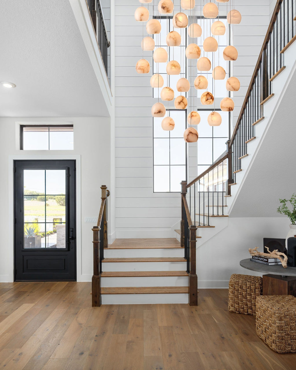 VIVIENNE LUMINAIRE WITH NATURAL ALABASTER GLOBE SHADES FOR GRAND SPACES