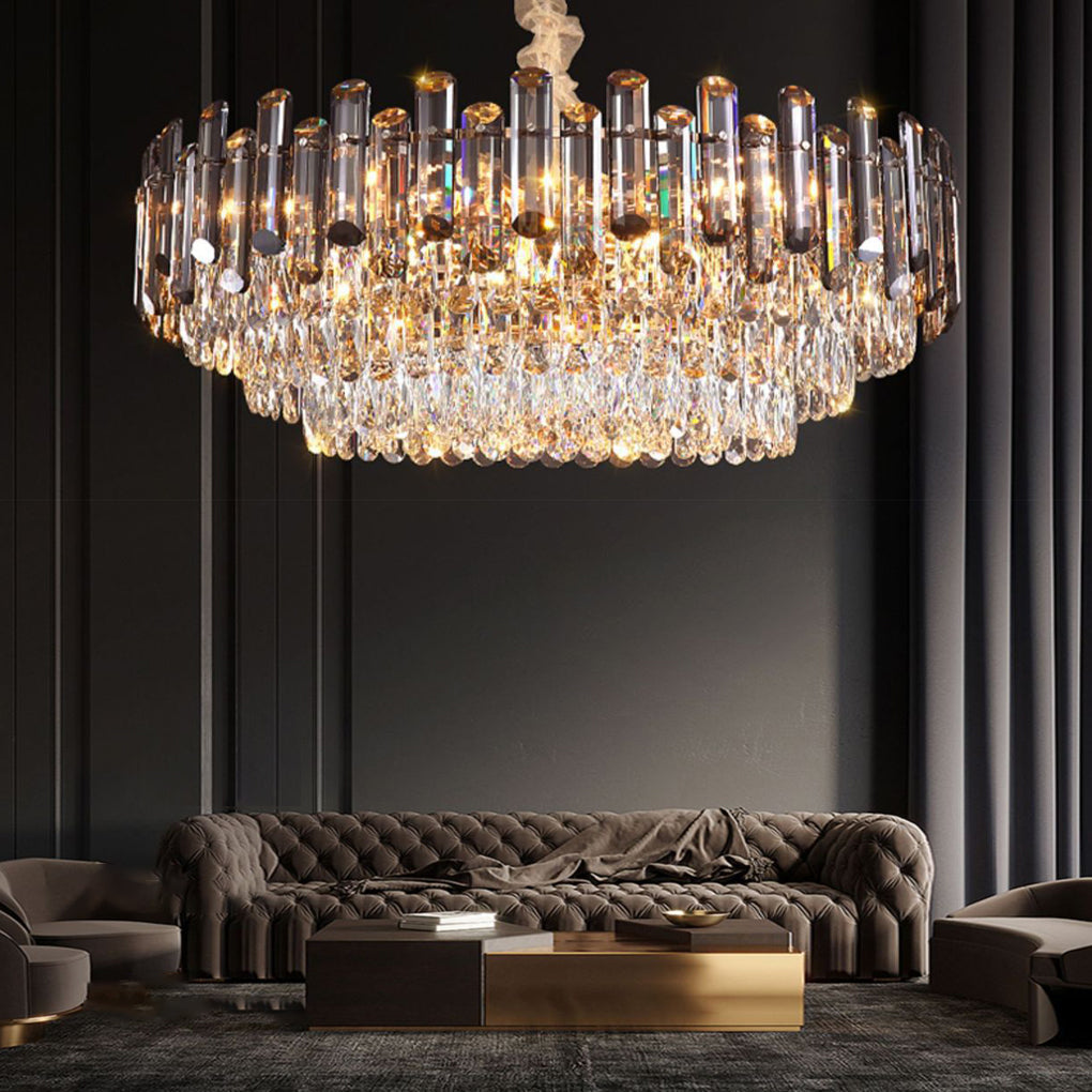 WINTHROP CRYSTAL LAYERED OVAL CHANDELIER