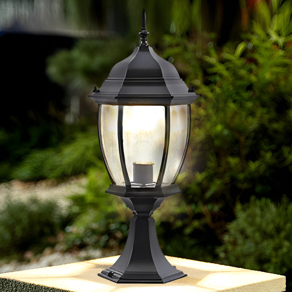 WINDSOR BLACKENED IRON SOLAR FENCE POST LANTERNS WITH REMOTE CONTROL