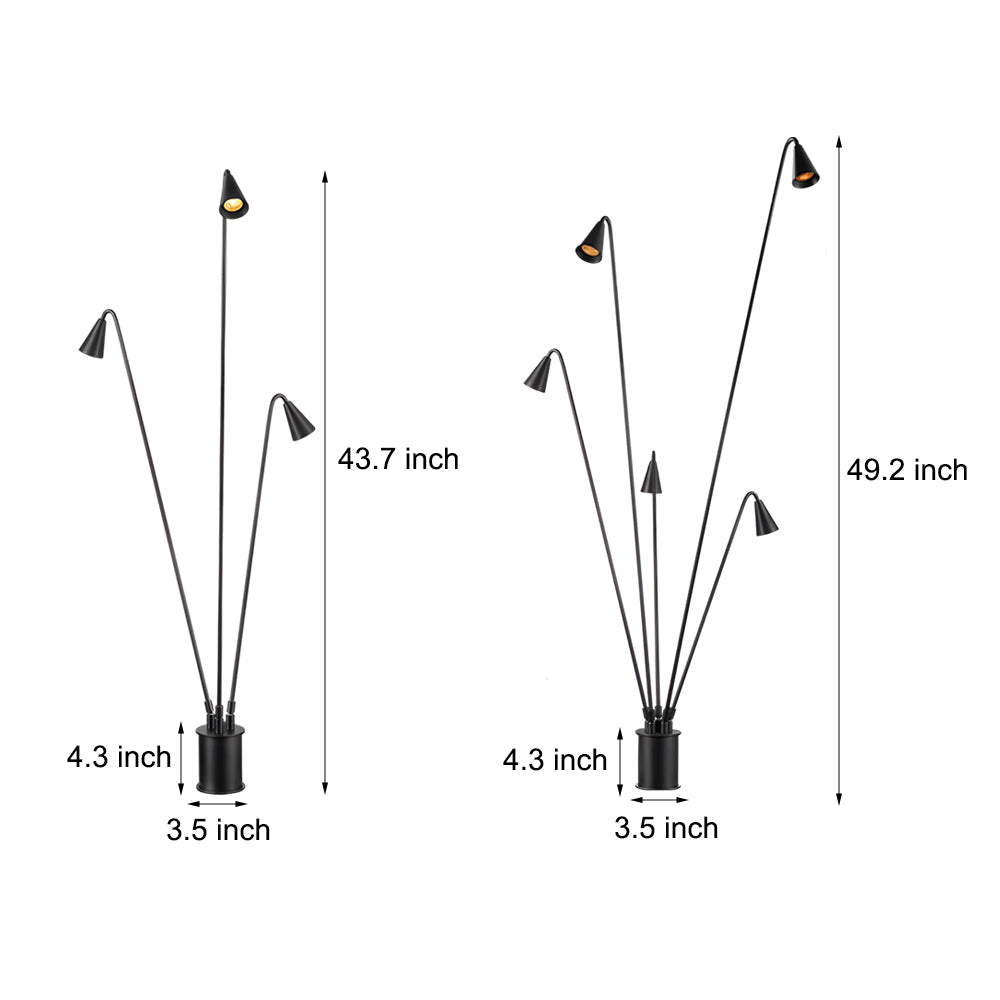 WINTERBOURNE TRIPLE-ARM BLACK LED FLOOR LANTERN