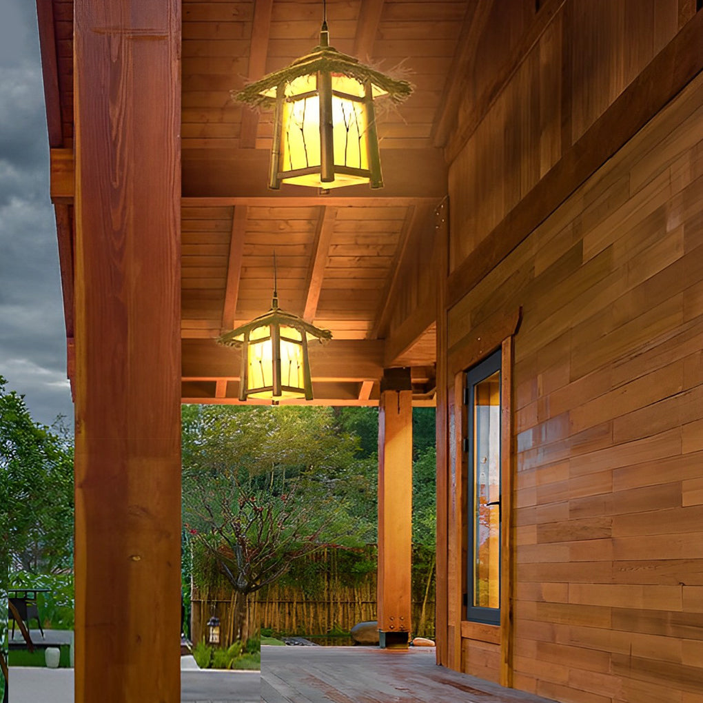BRAMBLEWICK BAMBOO CANOPY LANTERN - Multifunctional Outdoor Pendant and Post Illumination