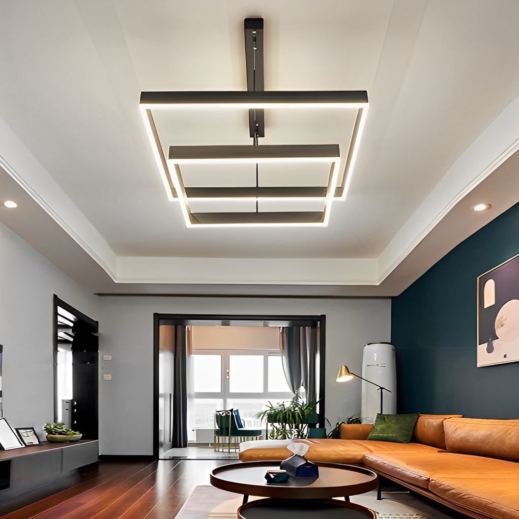 WINTHROP TRIO LAYER DIMMABLE LED SQUARE CHANDELIER WITH REMOTE