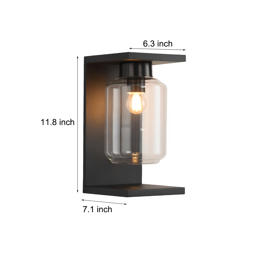WINDSOR BLACK GLASS SOLAR WALL LANTERN WITH REMOTE CONTROL