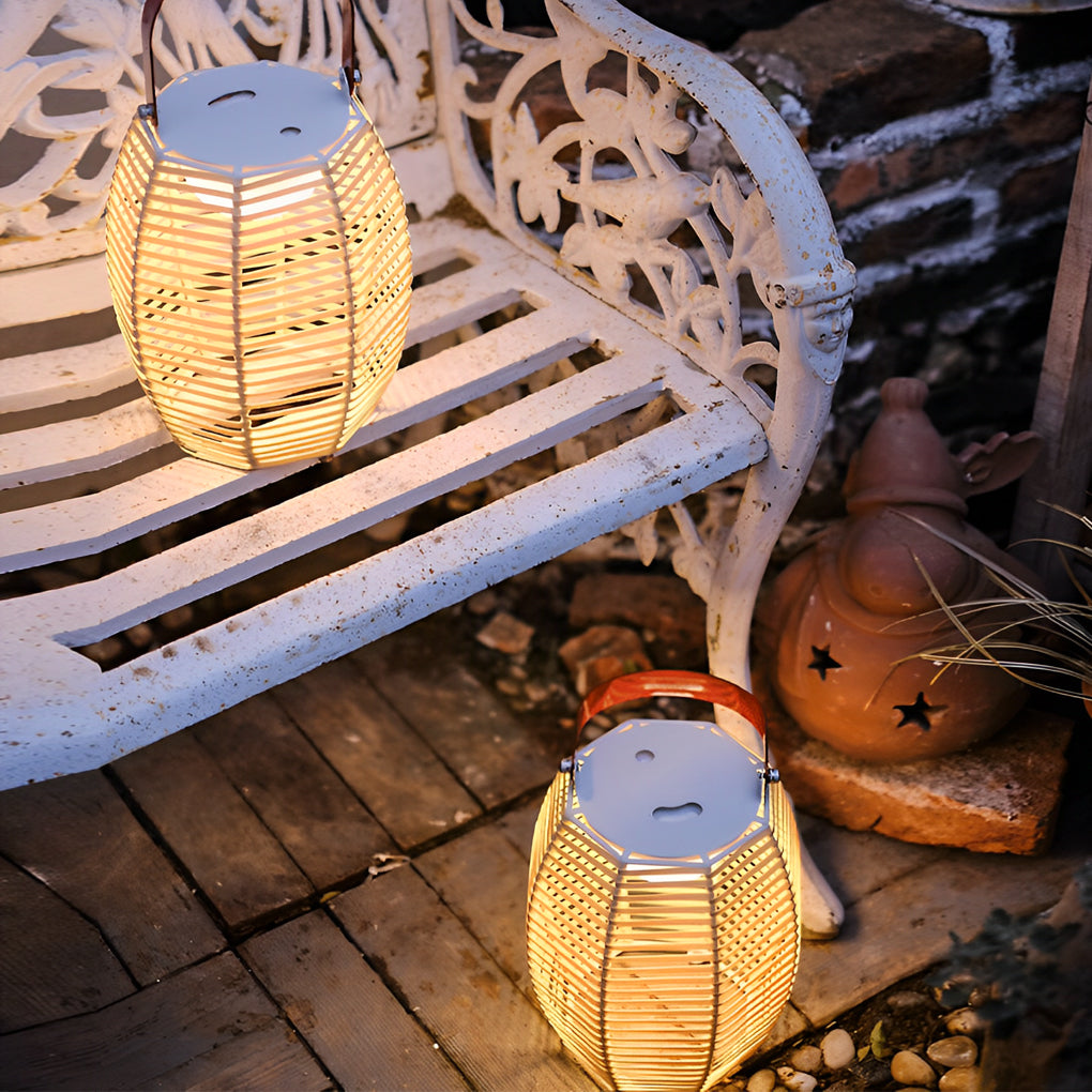WINDSOR RATTAN SOLAR FLOOR LANTERN - WATER-RESISTANT LED OUTDOOR ILLUMINATION