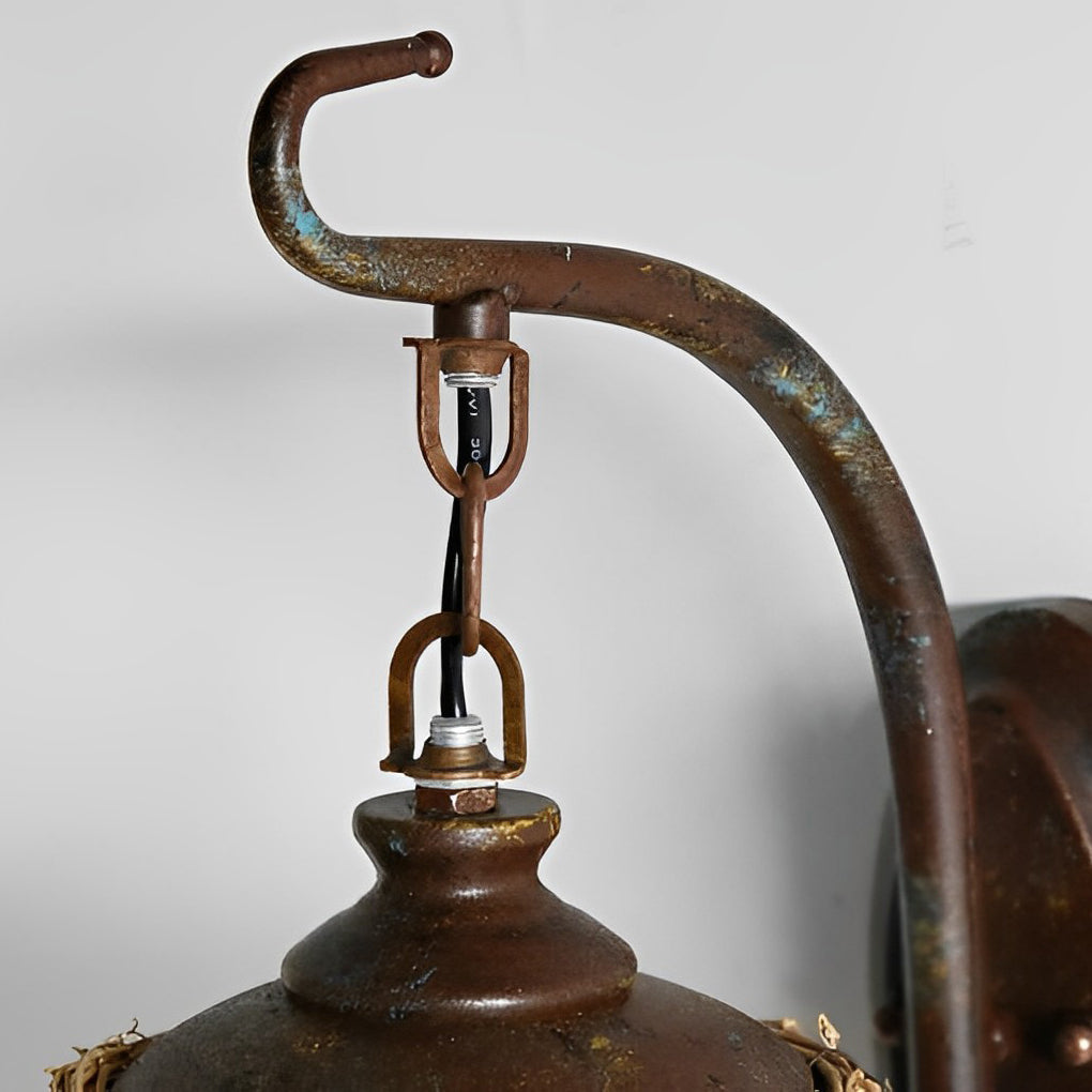 WINTHORPE WOVEN RATTAN IRON WALL SCONCE