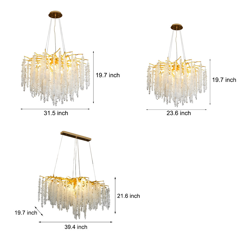 FENWICK CRYSTAL BRANCH CHANDELIER WITH TRIPLE DIMMING