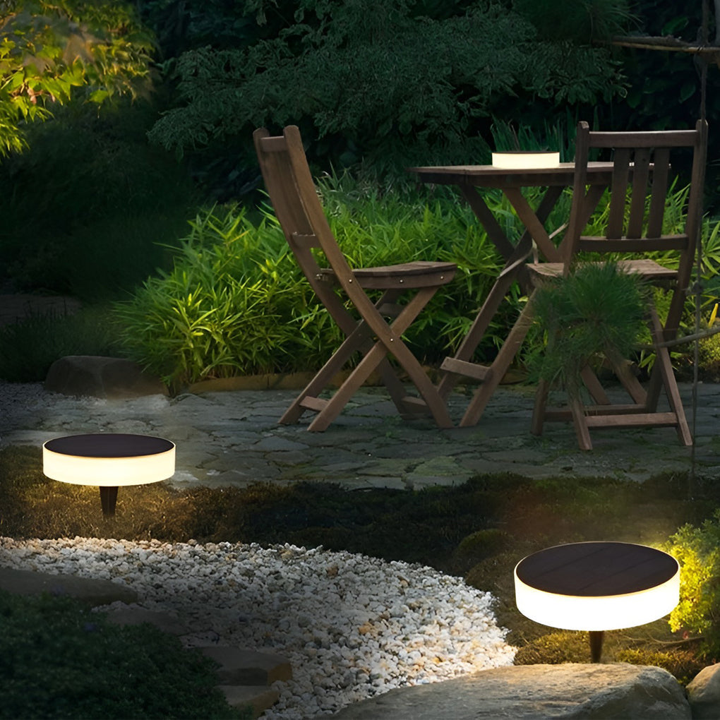 WINDSOR SOLAR GROUND GLOW DISKS - Contemporary LED Illumination for Outdoor Gardens
