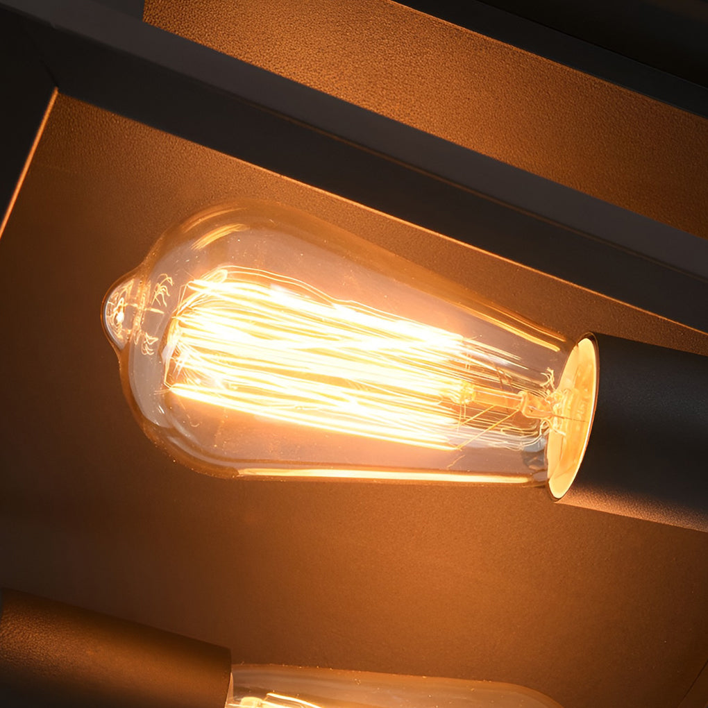 BRADSHAW SQUARE IRON FLUSH MOUNT CEILING LANTERN