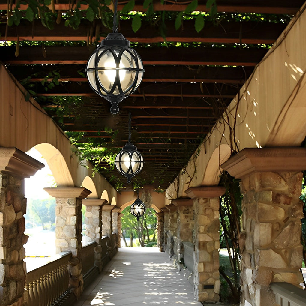 WINTHORPE METAL GLOBE OUTDOOR PENDANT LIGHT