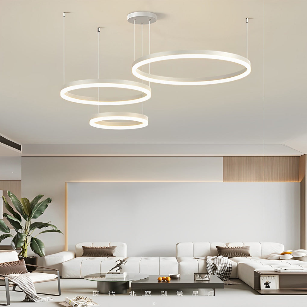 WINTHORPE MODERN LED TRIPLE RING CHANDELIER WITH DIMMABLE WHITE LIGHT