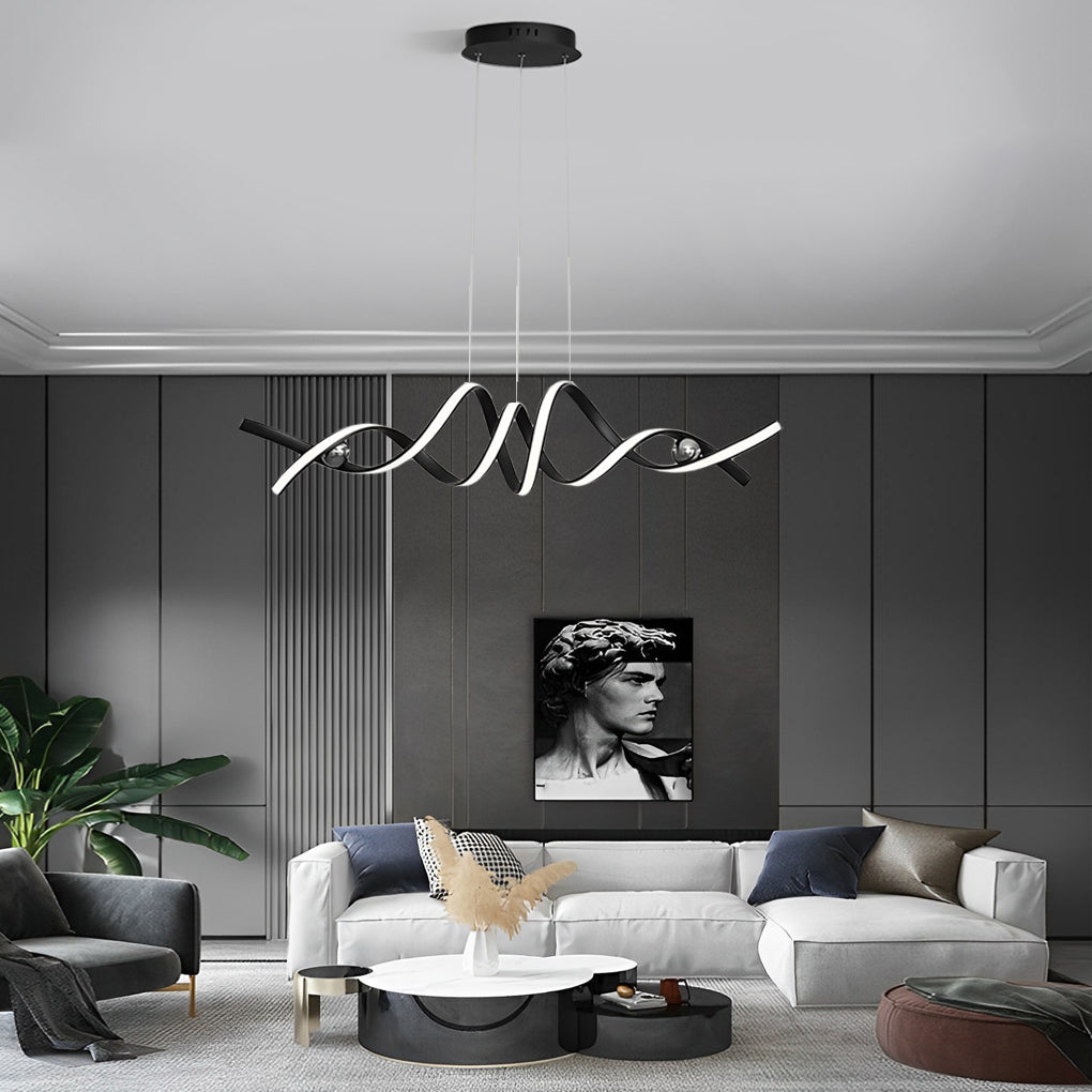 GRANVILLE TWISTED WAVE LED CHANDELIER WITH GRADUAL DIMMING