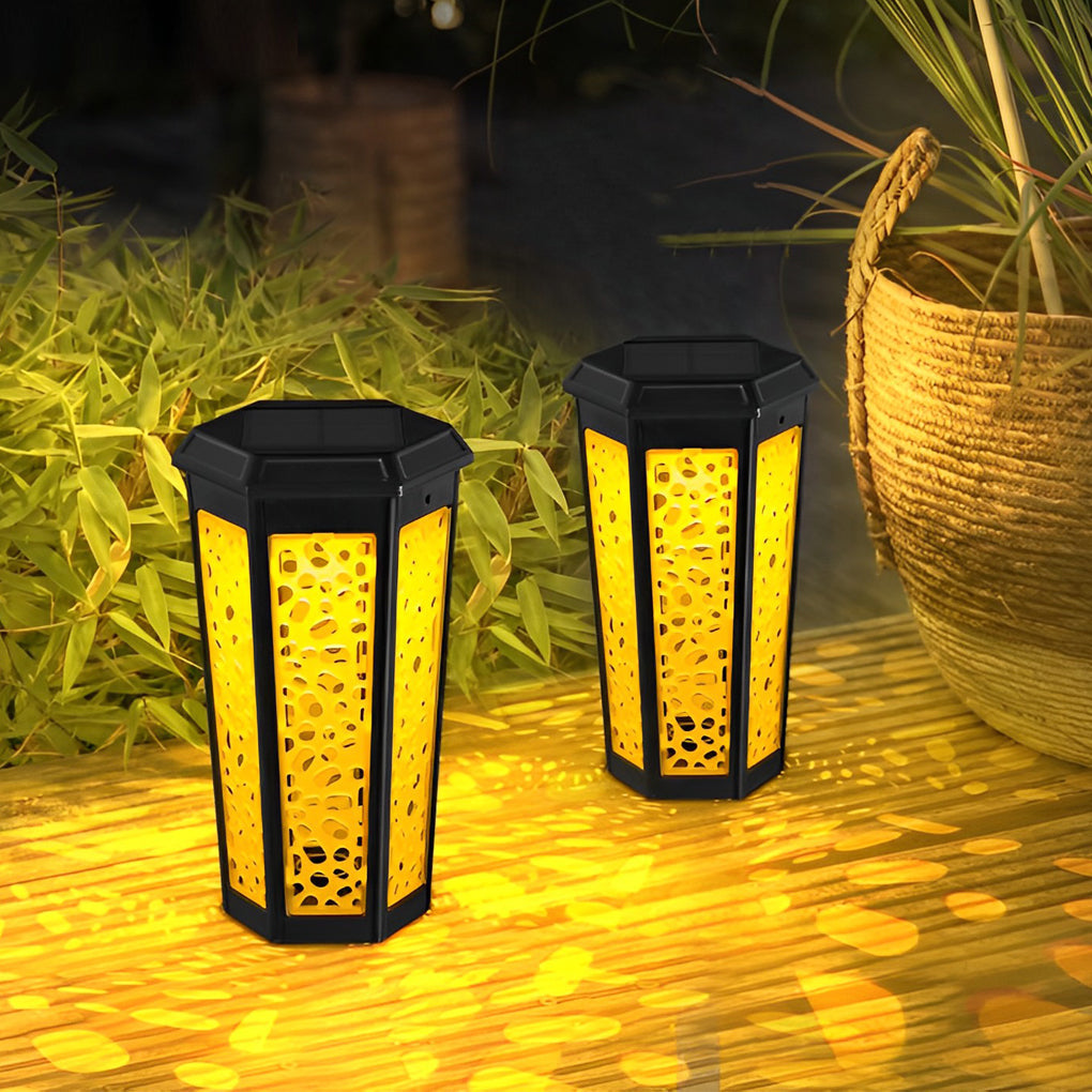 WINTHROP RAINBOW HEXAGON SOLAR GARDEN LANTERN, WEATHERPROOF LANDSCAPE ILLUMINATION
