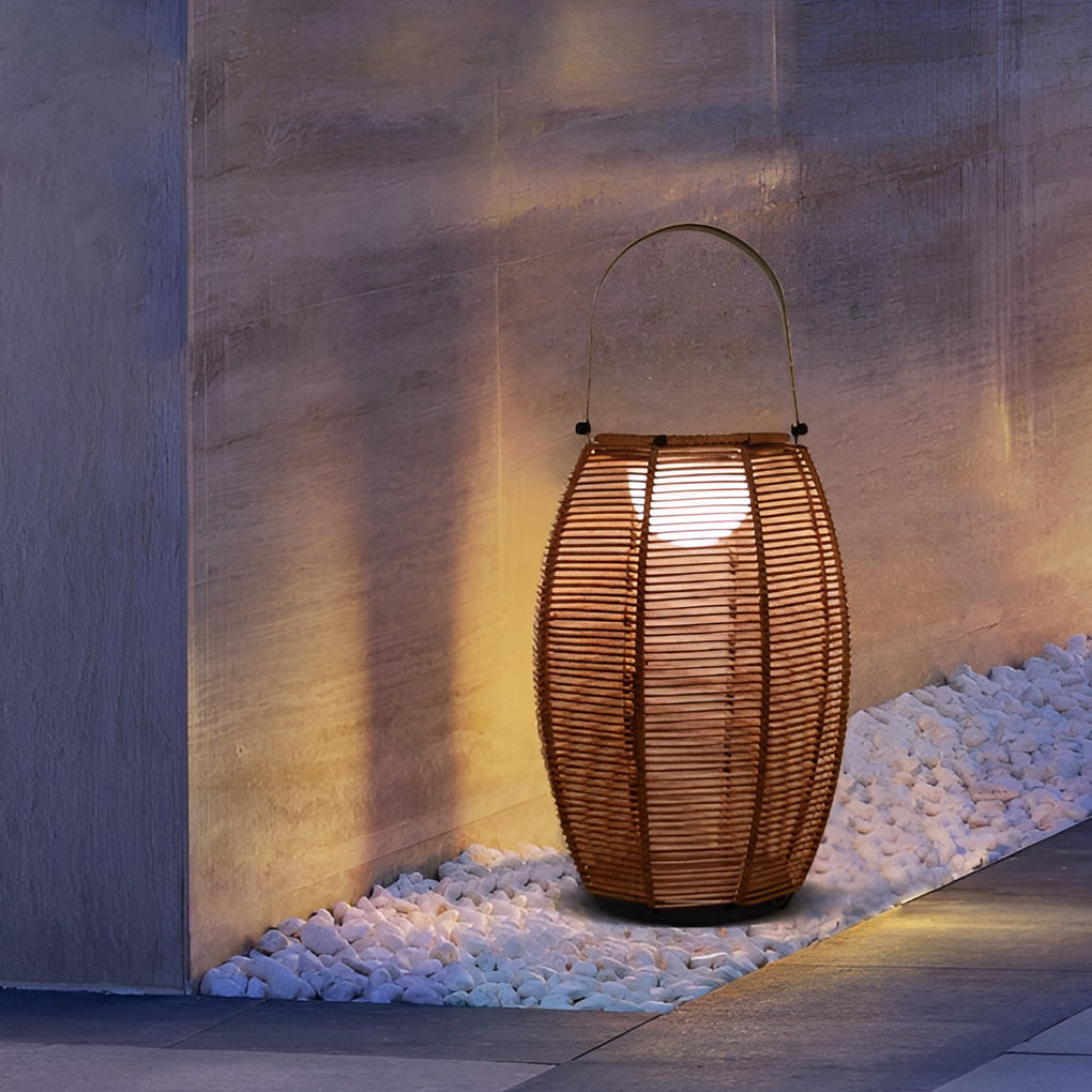 WINTERBOURNE RATTAN LED GLOBE OUTDOOR LANTERN