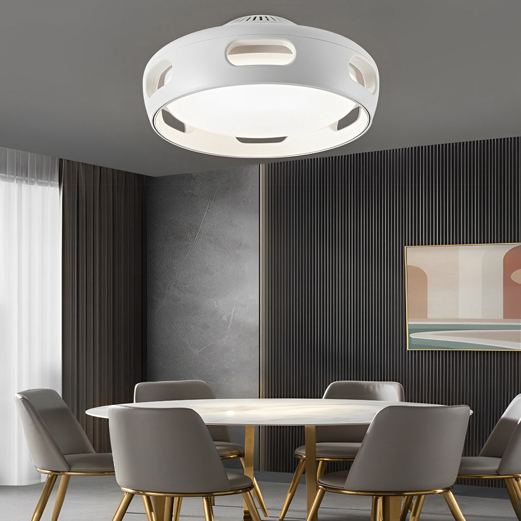 WINTHORPE WHISPERING AIR BLADLESS CEILING FAN WITH ADJUSTABLE DIMMING