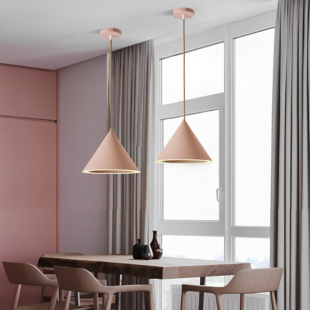 FENWICK HUE CONICAL PENDANT LIGHT, MACARON COLOR NORDIC DESIGN FOR KITCHEN ISLAND