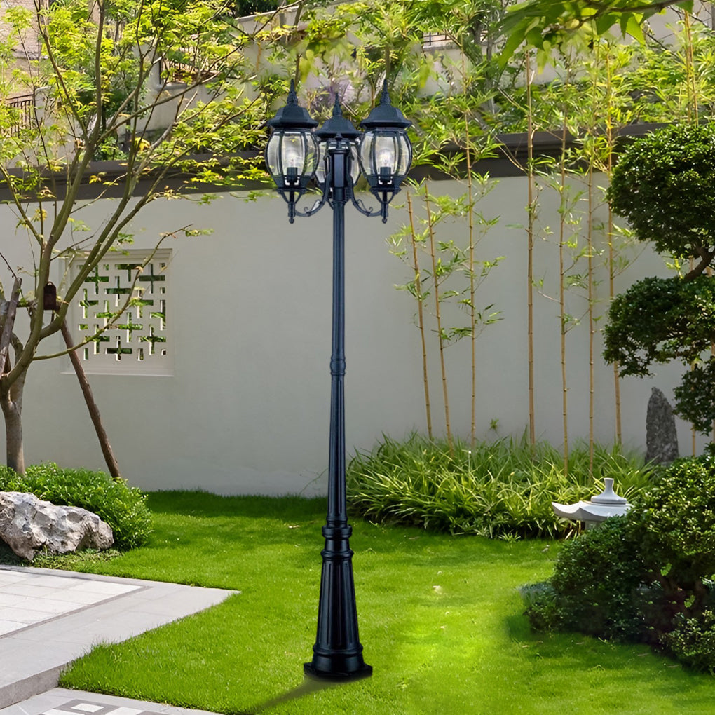 RAVENHALL TRIPLE GLOBE OUTDOOR LANTERN POST