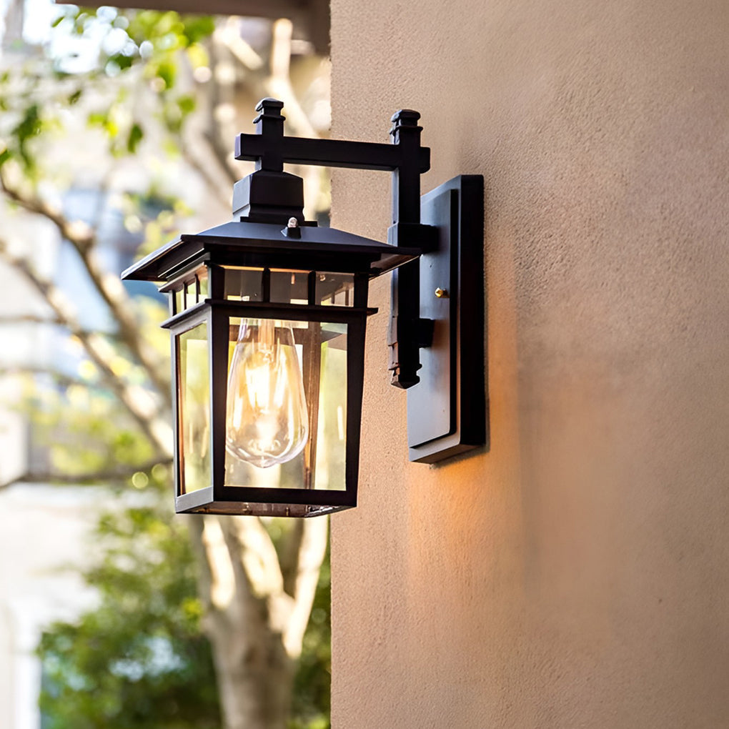 WINDSOR GLASS SHIELD OUTDOOR WALL LANTERN, WEATHER-RESISTANT SCONCE LIGHTING WITHOUT BULB