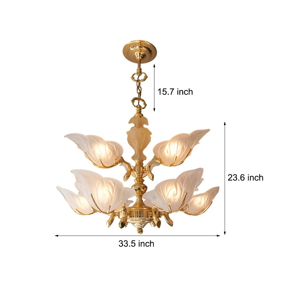 VERONA BRASS CROWN CHANDELIER WITH MURANO GLASS FOLIAGE