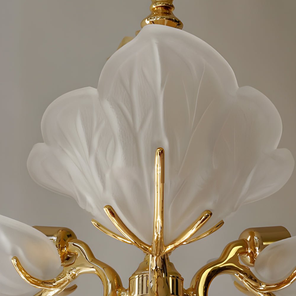 VERONA BRASS CROWN CHANDELIER WITH MURANO GLASS FOLIAGE