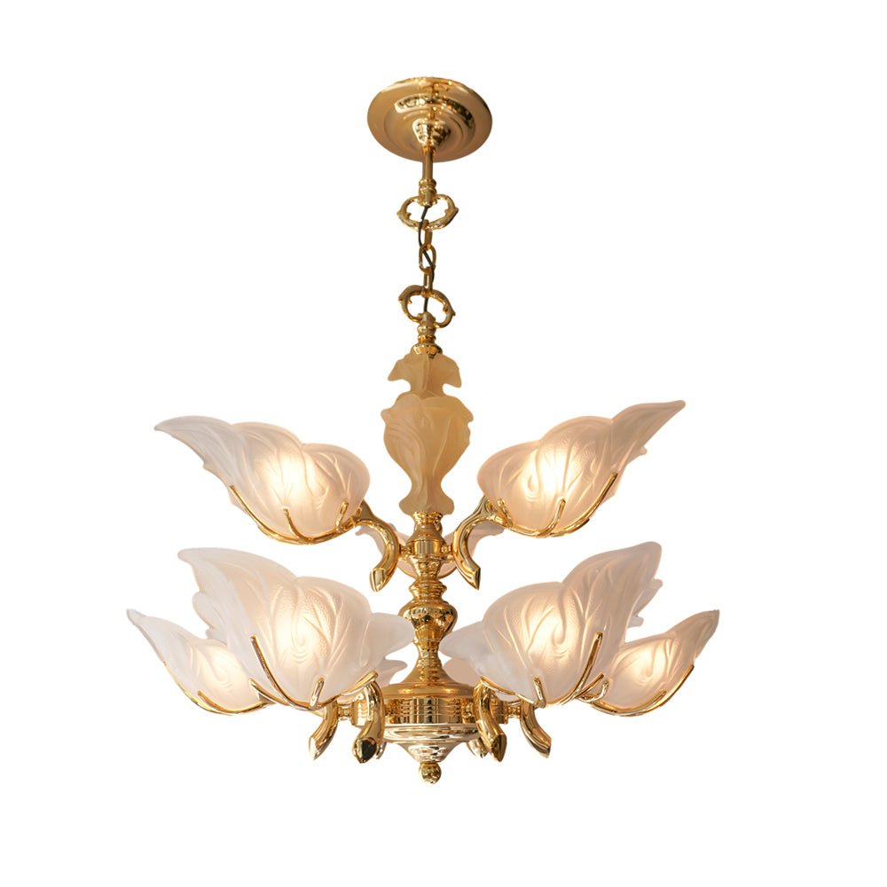 VERONA BRASS CROWN CHANDELIER WITH MURANO GLASS FOLIAGE