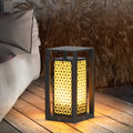 WINDSOR BLOOM GARDEN LANTERN, MODERN FLORAL LED PATH LIGHTING IN BLACK