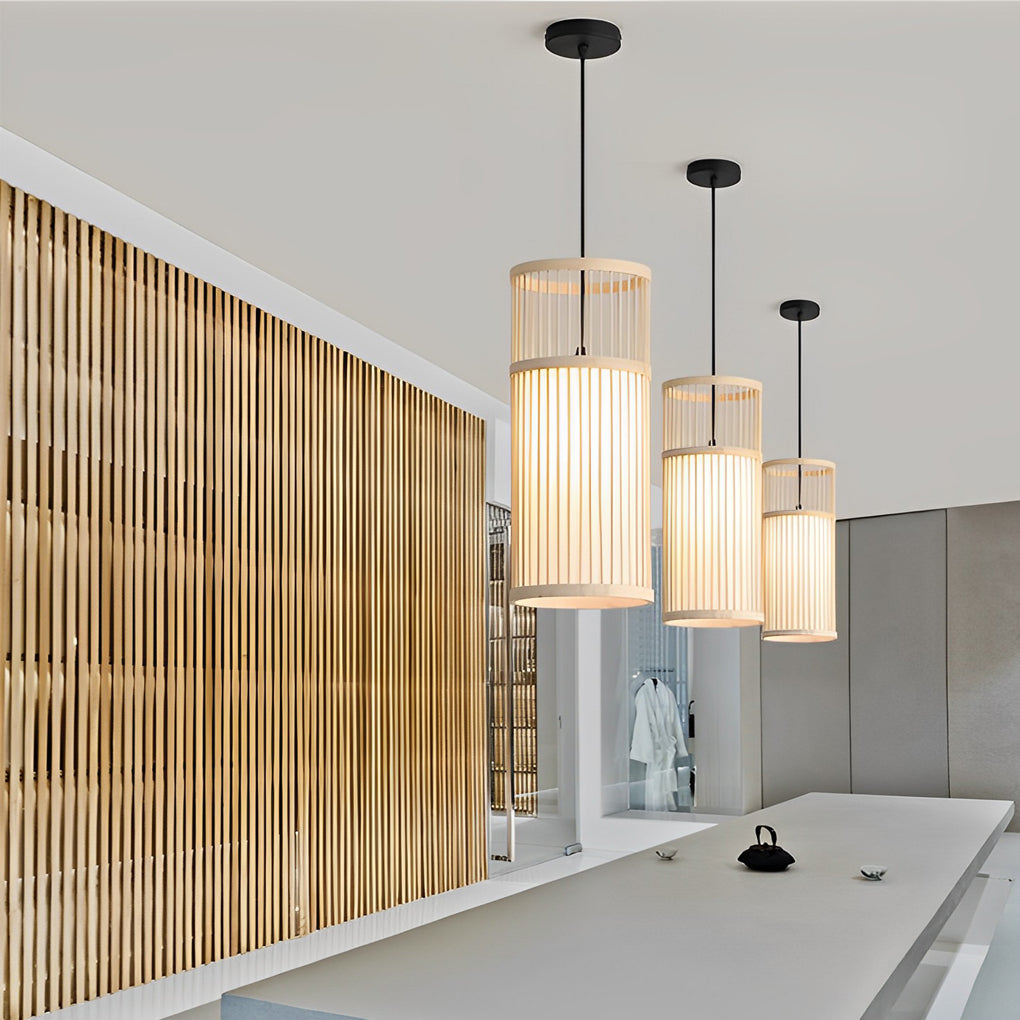 WINTHROP NATURAL BAMBOO WOVEN LED HANGING LAMP