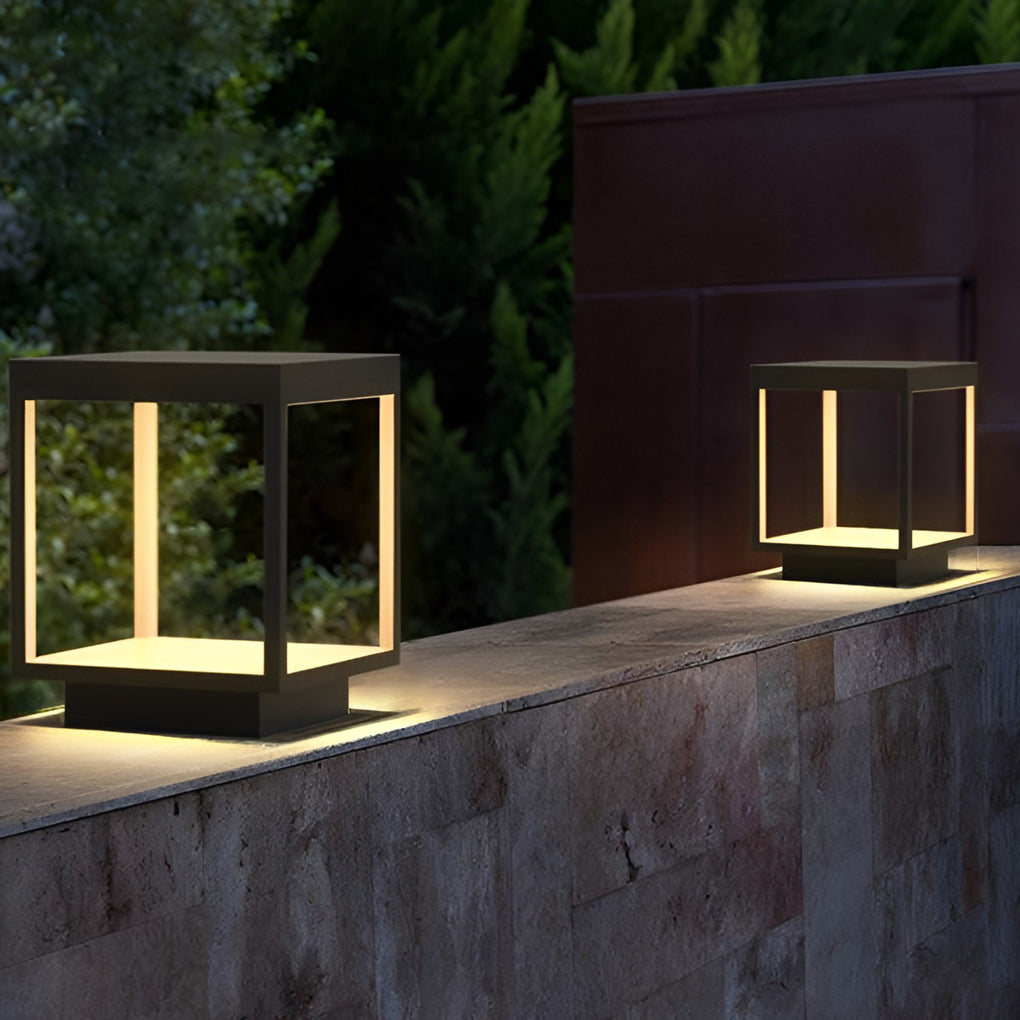 WINDSOR SQUARE SOLAR PIER LIGHT WITH MODERN OPEN FRAME
