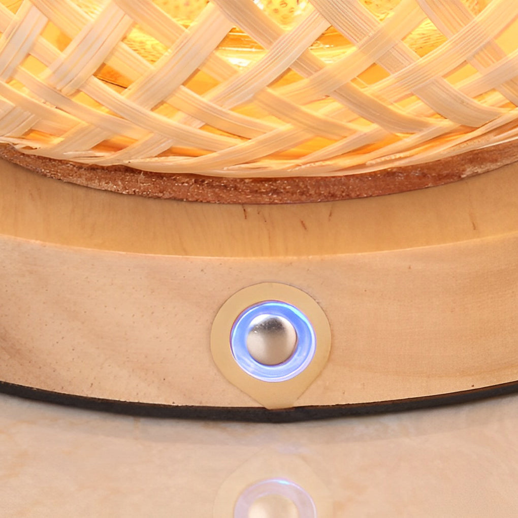 WINTHORPE HANDWOVEN BAMBOO TABLE LANTERN WITH CARRYING HANDLE