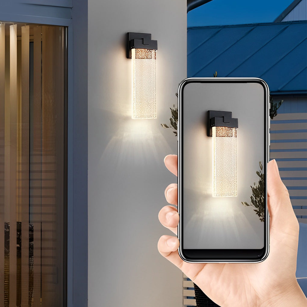 WINDSOR RECTANGULAR BUBBLE CRYSTAL OUTDOOR WALL SCONCE