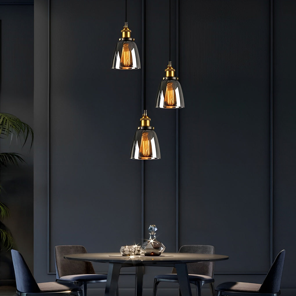 WINTHORPE SMOKED GLASS INDUSTRIAL HANGING LANTERN
