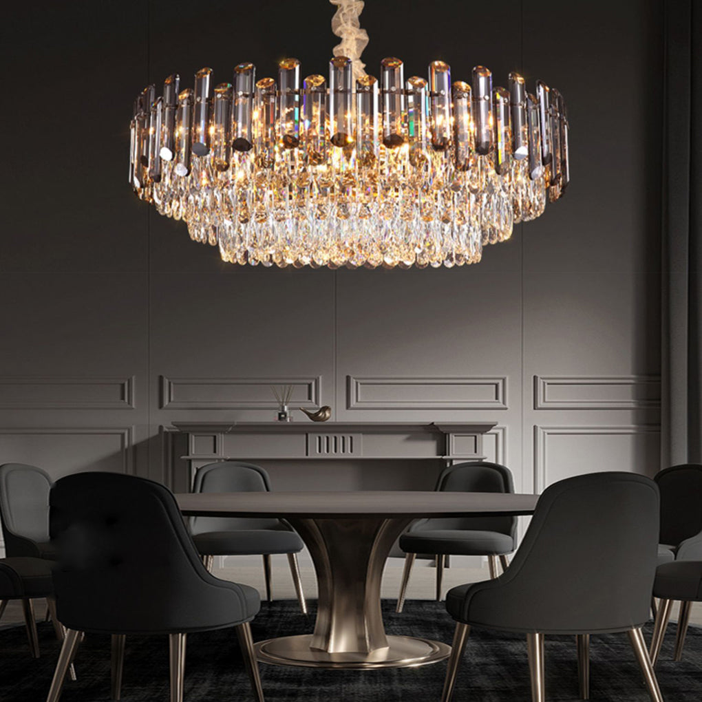WINTHROP CRYSTAL LAYERED OVAL CHANDELIER