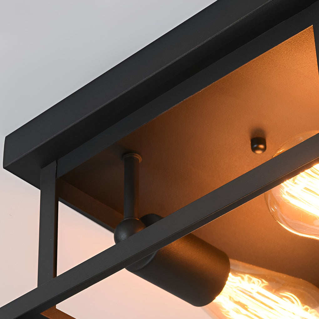 BRADSHAW SQUARE IRON FLUSH MOUNT CEILING LANTERN