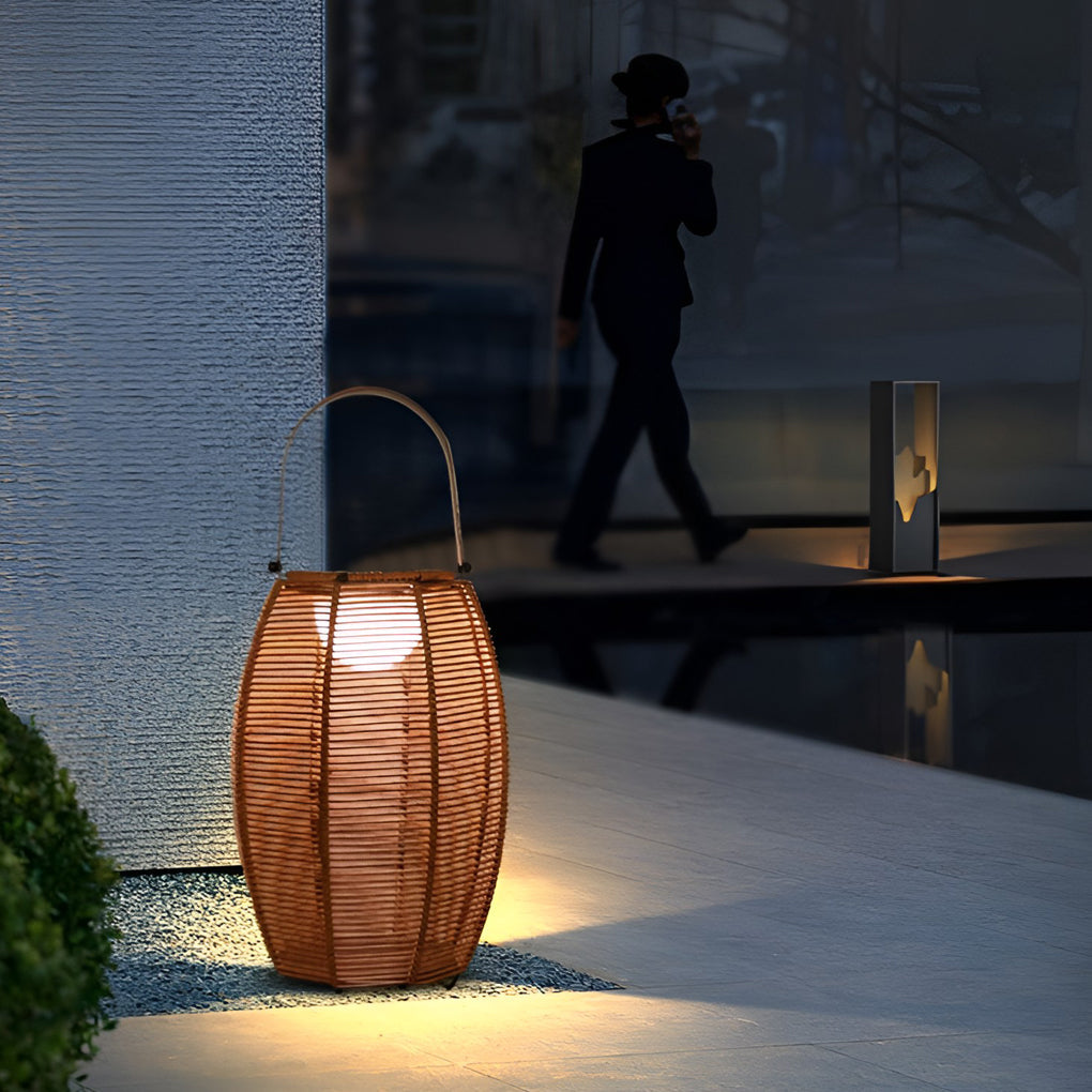 WINTERBOURNE RATTAN LED GLOBE OUTDOOR LANTERN