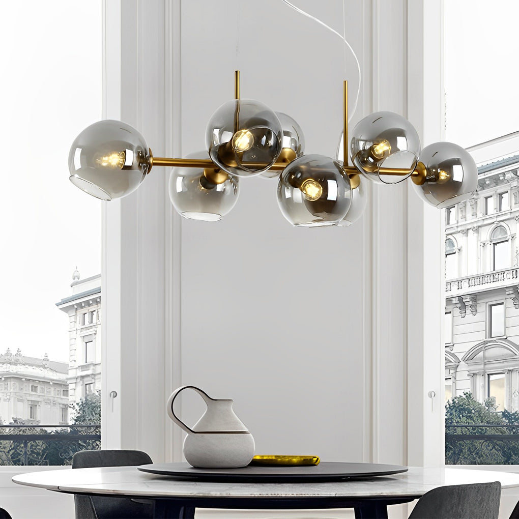 WINTHROP EIGHT-BULB GLASS SHADE CHANDELIER FOR DINING SPACES